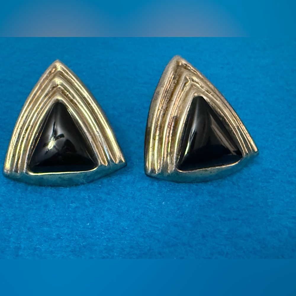 Vintage Taxco Silver925 Onyx  Earrings